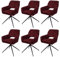 6er-Set Esszimmerstuhl HWC-N74, Küchenstuhl, drehbar Auto-Return, Stoff Chenille (490g/m²) Öko-Tex - Bordeaux