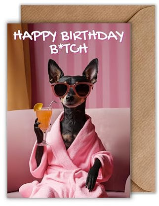 WBdesignz Grußkarten mit Umschlag - lustige Tiermotiv Karten (Zwergpinscher)