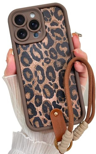 ZIYE for iPhone 13 Pro Max Case Leopard Print, Cute Brown Cheetah Phone Case for Girls Women, Soft TPU Shockproof Protective Cover Case with Wrist Strap Lanyard for iPhone 13 Pro Max (Wild Leopard