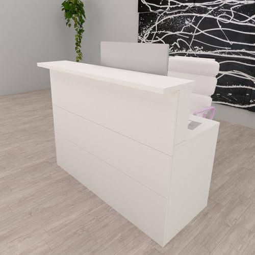 Henor Cidacos Empfangstheke Rezeption 100x60/75x110 cm Holz Rezeptionstheken Empfangstisch Supermarkt Store Beauty Salon Friseur Kassentheke Büromöbel Laden-Theke Rezeptionsmöbe Weiß