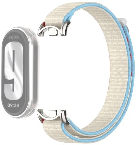 OUTPUTBT Armband mit Metall Adapter für Xiaomi Smart Band 10/9/8 Armbänder Nylon Geflecht Sport für Mi Band 10/9/8 für Damen Herren