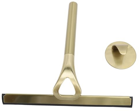 Dusch -Rakel -Scrubber Edelstahl Silizium Multifunktionales Badezimmerreiniger Wischer für Badezimmerspiegel Fenster Auto Tür 304 Edelstahl 22 cm (Gold)