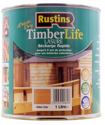 Acrylique Lasure Chêne clair teinté extérieur 5 ans de protection UV pour le bois - 12m² - 1 L (Rustins)