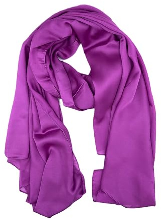 CARACCIOLO Foulard di Seta Lussuosa. Sciarpa in pura seta, adatta anche come stola o pareo. Disponibile in tanti colori. La confezione di pregio la rende ideale per un regalo. (VIOLA)