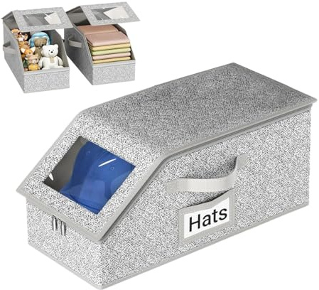 Stibtmr Organizador De Sombreros - De Almacenamiento Para 24 Gorras De Béisbol Apilables,Estuche con Ventana Transparente para Armario de Dormitorio y Gorros