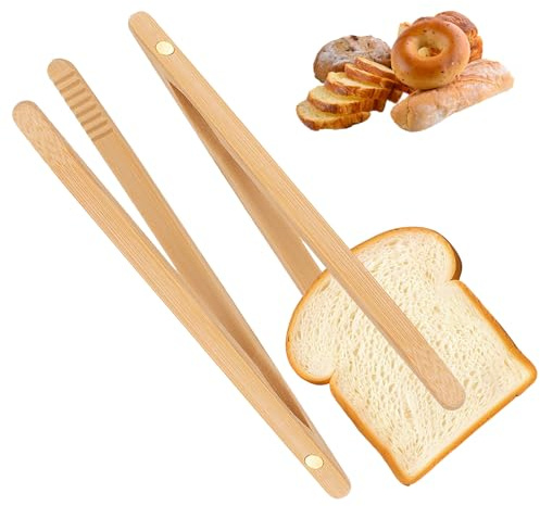 Magnetic Classic Bamboo Toast Tong,Toaster Tongs,Wooden Tong for Toaster,toastertongs Wooden,Ideal for Toaster,Fruits, Bread & Pickles, Kitchen Utensil for Cheese Bacon Muffin Fruits Bread(18cm)