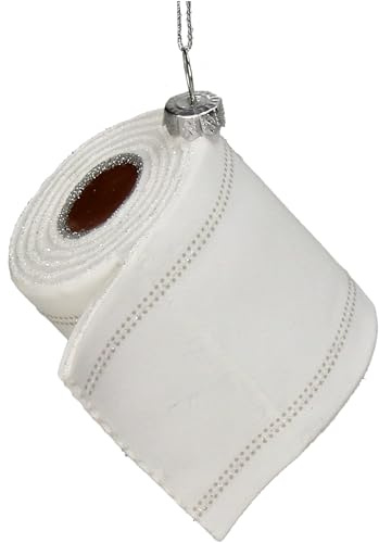 HD Collection Christbaumschmuck Glas 7cm - Toilettenpapier Figur zum Aufhängen - Weihnachtsbaum Anhänger für Weihnachten - Christbaumanhänger & Weihnachtsbaumschmuck - Weiß