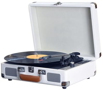 SEAFRONT Vintage-Schallplattenspieler, Phonograph mit USB-, High-Fidelity-Soundsystem für 7/10/12-Zoll-Schallplatten, für Zuhause und Zusammenkünfte (White)