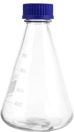 NUOBESTY Glass Conical Flask 1000mL Reusable with Graduations and Secure Lid for Laboratory Use