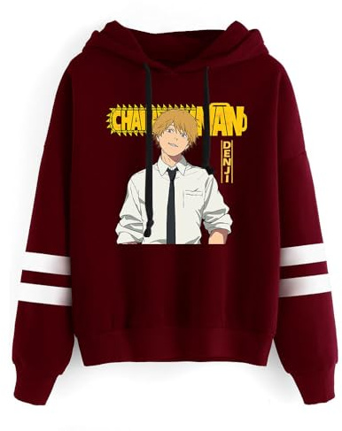 Huacaiyu Anime Chainsaw Man Hoodie Cosplay Denji Cosy Oversized Fleece Kapuzen-Pullover, Unisex Casual Sweatshirt Hooded XS-XXL Gifts for Boy and Girl Black