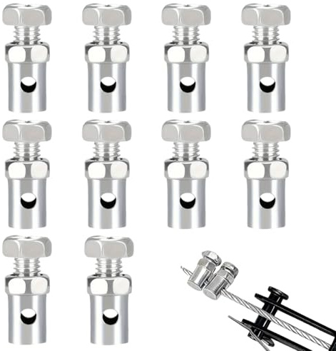 Set di 10 Terminali Cavo Acceleratore Universali in Acciaio, Morsetti per Cavo Frizione e Acceleratore Moto, Scooter, ATV, Go Kart, Bici, Tosaerba