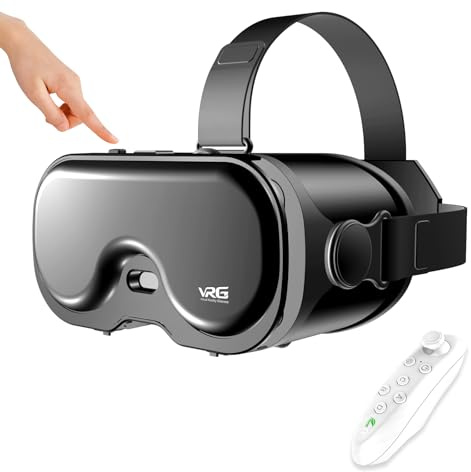 VR Headset with Controller for Smartphones, Adjustable 3D VR Glasses (Myopia 0-700°),Virtual Reality Headset Assistive touch screen, Blue light Eye Protected,Compatible with Android/iOS (5-7)
