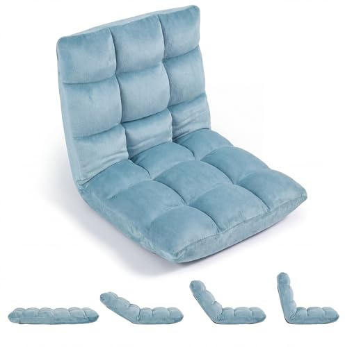 RELAX4LIFE Bodenstuhl klappbar, Bodensessel mit Liegefunktion, Helltürkis | Bodensitz mit Verstellbarer Rückenlehne, Relaxsessel faltbar, Meditationsstuhl gepolstert, Floor Chair für Zuhause & Freizeit