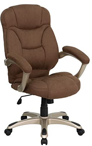Flash Furniture Jessie Bürostuhl mit hoher Rückenlehne, Mikrofaser, modern, ergonomisch, mit Armlehnen, Braun