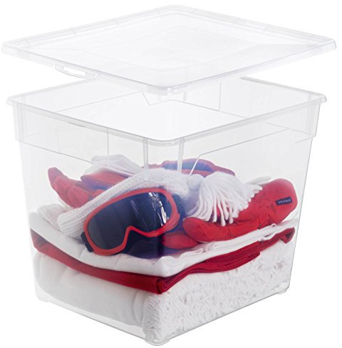 Sundis Clear Box Deep Sweater Aufbewahrungsbox 31 mit Deckel, Kunststoff (PP), transparent, 31 Liter (40 x 33,5 x 33 cm)