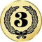 S.B.J - Sportland Pokal/Medaille Emblem, Motiv Zahl 3, Durchmesser 50 mm, Gold