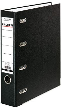 Original Falken PP Kunststoff-Doppelordner. Made in Germany. 7 cm breit schwarz für 2x DIN A5 quer Ablage mit Wechselfenster Kontoauszug-Ordner Ringordner Aktenordner Briefordner Büroordner