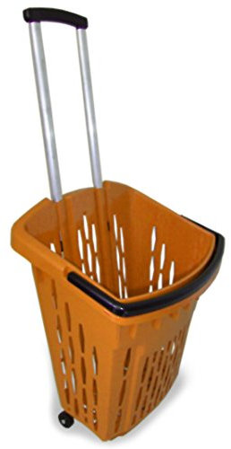 Gerso Trolley pour achats Chariot d´achats Shopper 40 litres différents Couleurs Corbeille d´achats sur Roues Orange