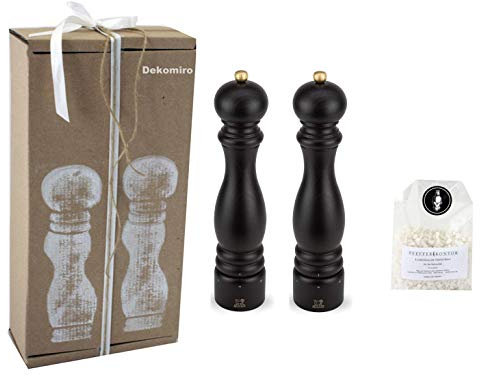 Dekomiro Peugeot Set Paris Pfeffermühle und Salzmühle Schoko 30 cm u-Select Geschenkset mit 100 gr. Salz