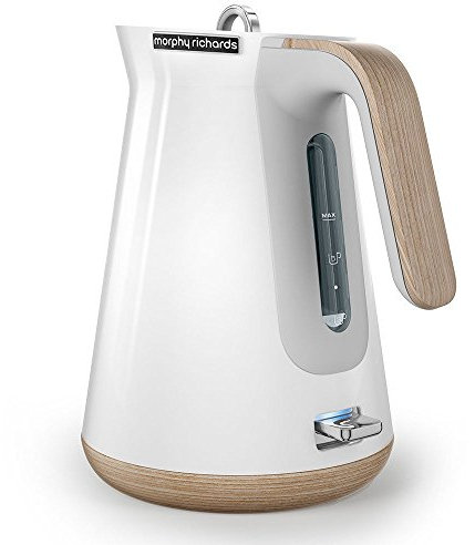 Morphy Richards Jug Kettle Aspect 100005 White Kettle With Wooden Handle white