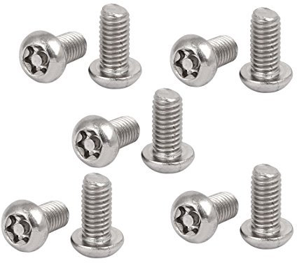 sourcing map M6x12mm Vis Inviolable Tête Bombée Torx Bouton 304 Acier Inoxydable Sécurité 10pcs