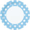 Unique Party-Paquete de 8 platos de papel a lunares, color azul claro, (37965)
