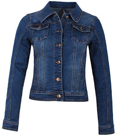 Fraternel Damen Jacke Jeansjacke Denim Jacket talliert Stretch Blau S / 36