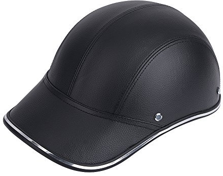 Keenso Motorrad Halbschale Helm, Motorradhelm Baseball Cap Halbschale Helm mit verstellbarem Kinnriemen für 54-60CM Kopfumfang (schwarz)
