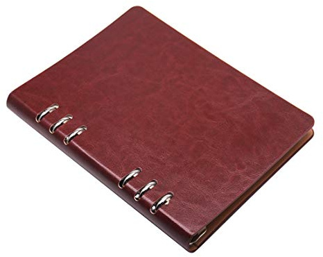 JINBOSHI A5 Notebook PU Leather Cover diary, Loose Pocket Leather Refillable diary Binder Rings Journal Hard Cover Diary Bussiness (brown)