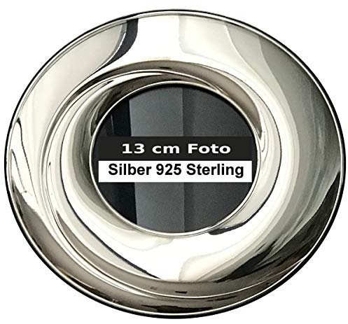 SILBERKANNE Bilderrahmen Silber 925 Hamburg rund D 13 cm Foto mit Samtrücken in Premium Verarbeitung