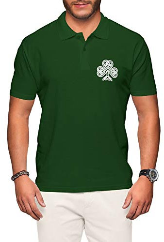 Polo de rugby irlandais - Haut à manches courtes en jersey irlandais brodé vert - Pour homme, Vert forêt, L