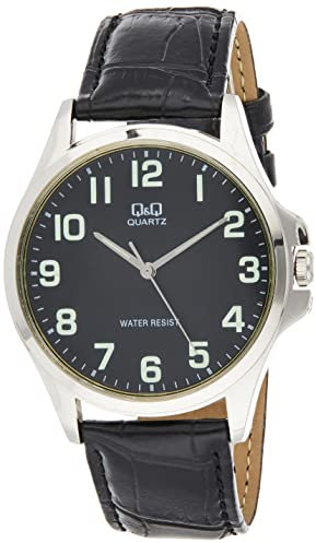 Q&Q Herren Analog Quarz Uhr mit Kunstleder Armband QA06J305Y
