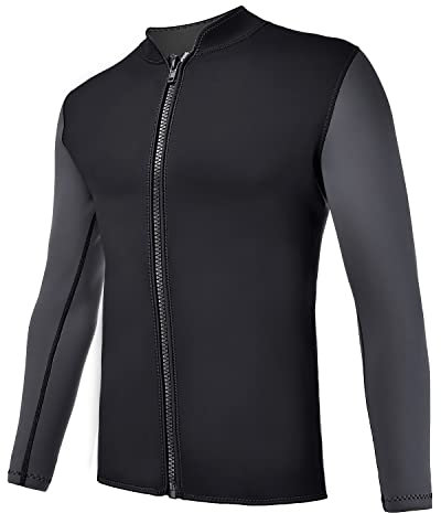 REALON Neoprenanzüge, Oberteil, Jacke, Damen und Herren, 2 mm, Neopren, langärmeliges Hemd, 3 mm Frontreißverschluss, Weste, Neoprenanzug, hält warm, für Erwachsene, Tauchen, Surfen, Schwimmen,