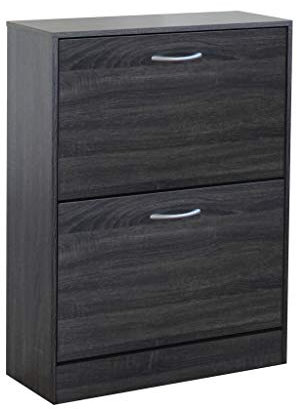 MilaniHome.it - Scarpiera Con 2 Ante In Legno Di Design Porta Scarpe Di Alta Qualità, Cm 60x24x80 H Colore: Grigio scuro