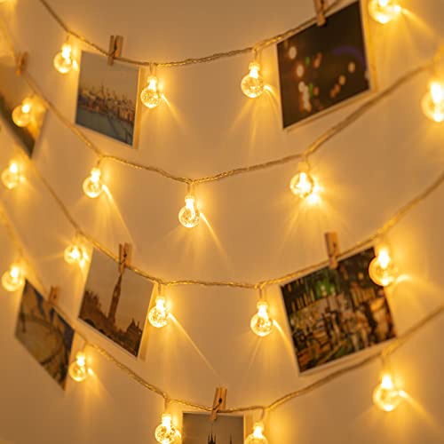 Koopower 30 LED Lichterkette mit Timer, Kristall Kugeln auf 5m Wasserdichter Draht mit USB-Stecker, Fernbedienung (dimmbar, 8 Programm), Warmweiß+mehrfarbig