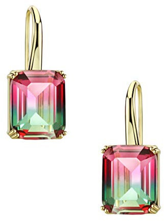 Michooyel Damen Turmalin Ohrringe, Angelhaken Hängend Farbverlauf, Baguette Schliff Hypoallergen, 18 Karat Plattiert