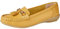 Jo & Joe Women Leather Flat Loafer Ladies Casual Comfy Slider Low Wedge Heel Work Shoes (Mustard, Numeric_5)
