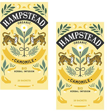 Hampstead Tea | Infuso Biologico a Base di Fiori di Camomilla | Camomilla BIO Senza Caffeina | Tisana Camomilla Rilassante - 40 Bustine di Tè (50 Gr) | Fiori Camomilla Qualità