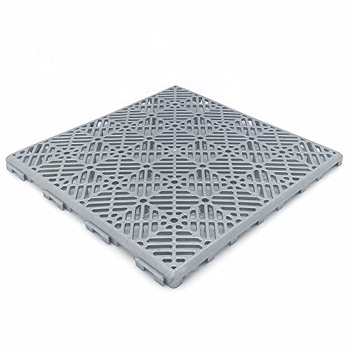 ANTIHUMEDADES Pack Ahorro 12 losetas autoventiladas (1m² Aprox. -Gris Aluminio) 30x30x1,5cm - Suelos Piscinas, terrazas, tarima Flotante, césped Artificial, macetas, perreras, trasteros
