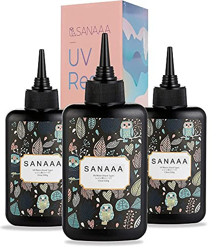 Resina UV 300G Trasparente Dura, Resina Polimerizzante Solare UV Trasparente per La Creazione di gioielli fai-da-te