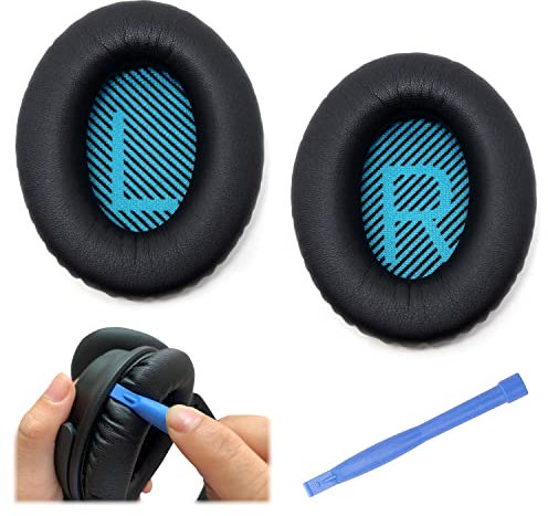 Premium Kopfhörer Ersatz Ohrpolster für Bose QC25 Quiet Comfort, QC 15, SoundTrue, SoundLink AE2 - Bose Kopfhörer Ersatzteile - Blau/Schwarz