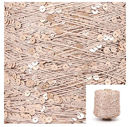 XZMALZYC 50g / Skesins Baumwoll Pailletten Garn 6mm + 3mm Pailletten Hand Strickgarngewinde Luxus Glitter Weiches Seil DIY. Material (Color : AJ052)