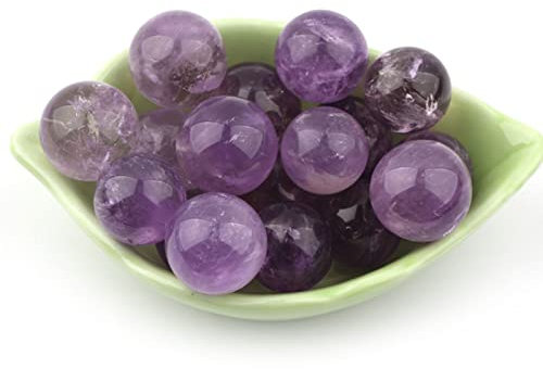 ZHDECOR 7er-Pack natürliche lila Amethyst Quarzkugel runder Amethys-Steinkristall Meditationskugel für Moderne Wohnkultur, DIY Schmuckherstellung, Chakra-Ausgleich,40mm