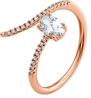 Heideman Ring Aimy Damen aus Edelstahl rosegold farbend matt poliert Damenring für Frauen mit Stein weiss rose vergoldet