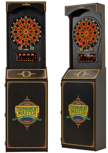 Arachnid Cricket Pro 650 Standing Electronic Dartboard with 24 Games, 132 Variations, and 6 Soft-Tip Darts Included, Brown,E650FS-BK3