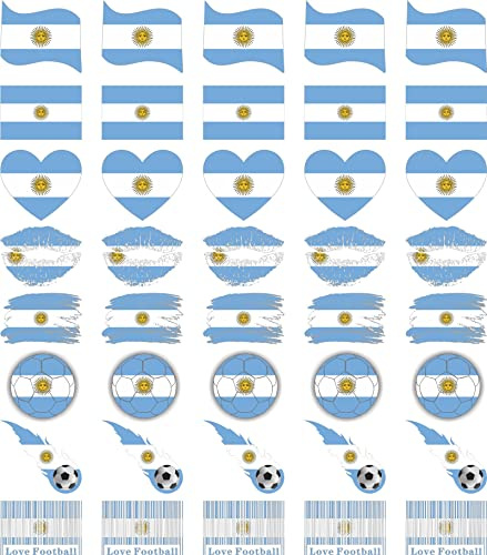 Womaha 40 Sheets Argentina Meme Flag Temporary Tattoos for Adults and Kids World Cup European Cup Football Face Tattoo Stickers…