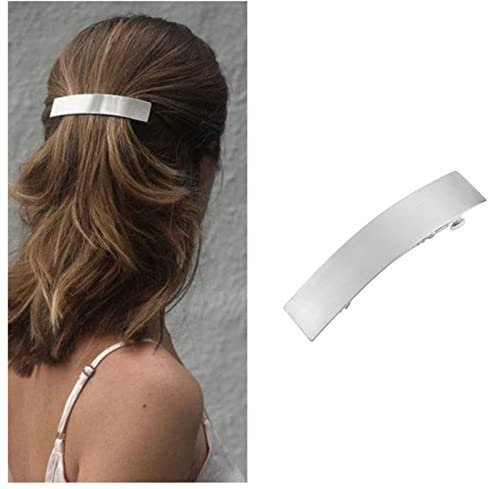 Dervivea Französische Metallstange Haarspange Haarspange Silber Geometrie Rechteckige Haarspangenklammern Minimalistische Quadratische Kopfspange Pferdeschwanzhalter Haarspange Dekorativer Haarschmuck