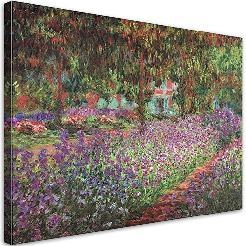 Feeby Bilder 120x80 cm Der Künstlergarten in Giverny - C. Monet 1 tlg Modern Bild auf Leinwand Kunstdruck Wand Bild Wanddeko Design Wohnzimmer Jungezimmer REPRODUKTION mehrfarbig