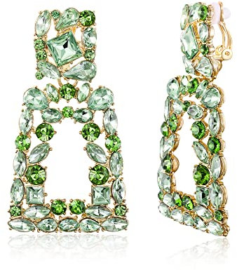 EVER FAITH Orecchini a clip rettangolari da donna con strass scintillanti geometrici, orecchini a su blu, Cristallo