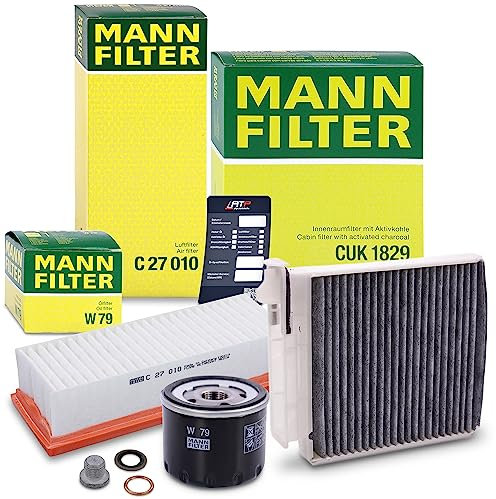 MANN-FILTER Inspektionspaket Filterset 1x Ölfilter, 1x Luftfilter, 1x Innenraumfilter, 1x Ölablassschraube mit Dichtring Kompatibel mit DACIA DUSTER (HS_), LOGAN (LS_)(FS_)(KS_)(US_), SANDERO